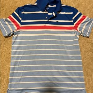 Vineyard Vines Men's Polo Shirt - Blue and Red Stripes